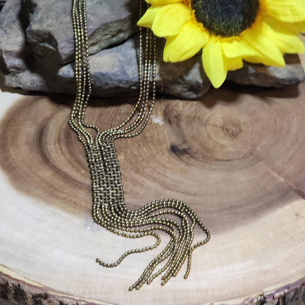 Unique Vintage Boho Ball Beaded Y Tassel Necklace